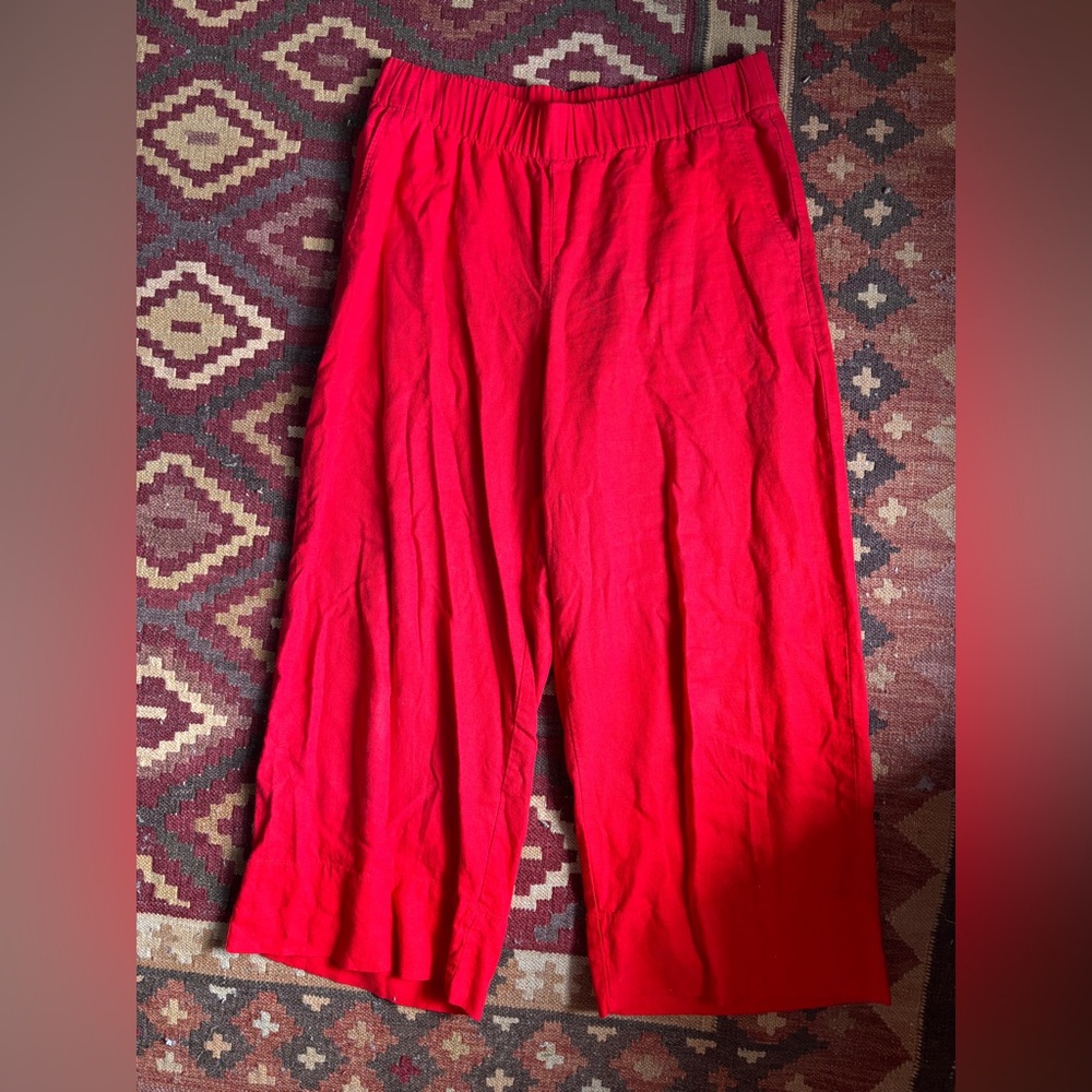 Gap Red Linen Wide-Leg Pants